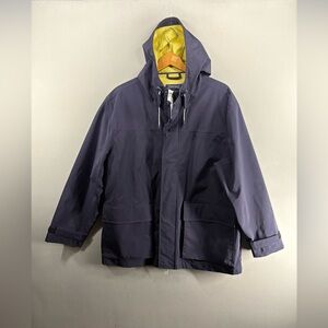 J.Crew Brunswick Rain Jacket Men’s Large Navy Hooded Water Resistant EUC